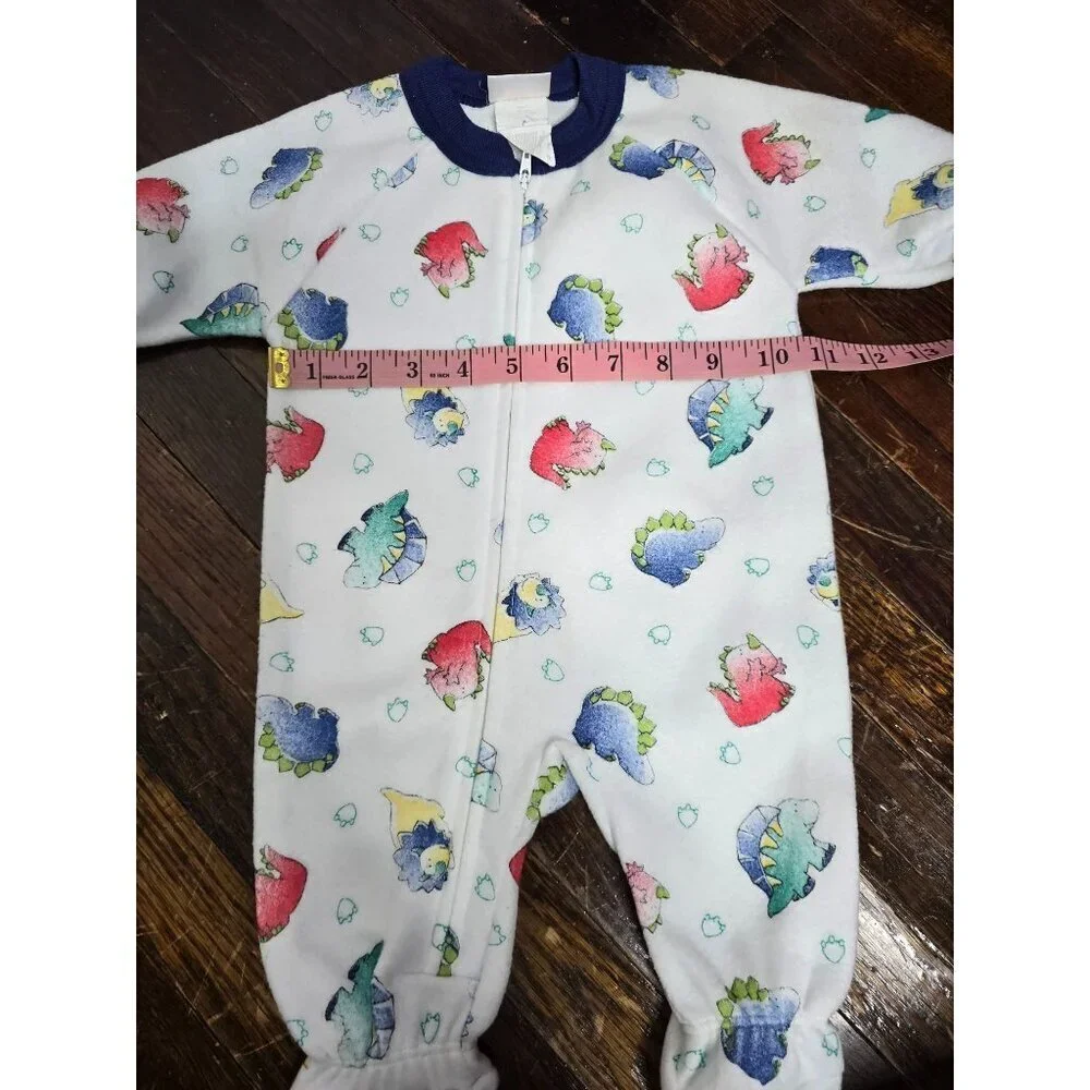 Vintage 90s Carter's Primary Colors Dinosaur Print Footed Bodysuit 0-6 Months